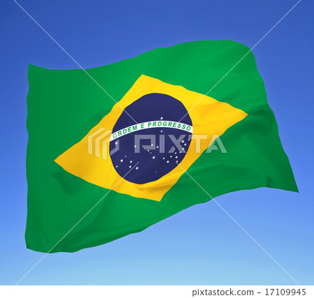 Flower Brazilian flag _ blue sky Flower Brazilian flag _ blue sky 17109945