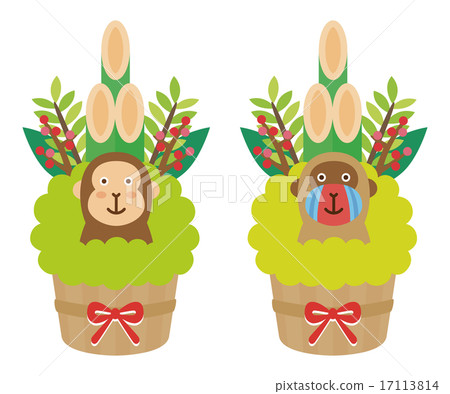 Kadomatsu Monkey and Kadomatsu Mandrill 17113814