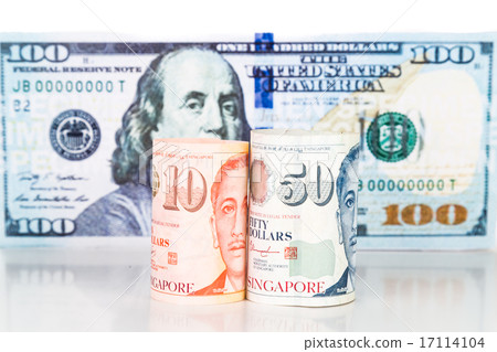 Close up of Singapore Dollar against US Dollar Close up of Singapore Dollar against US Dollar 17114104