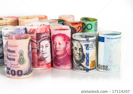 Close up on major currency note that is rolled-up 17114207