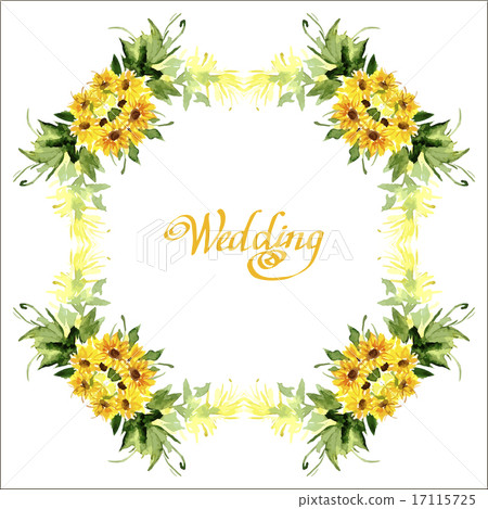 Watercolor card flowers sunflower. Watercolor card flowers sunflower. 17115725