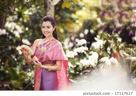 Beautiful Thai girl in Thai traditional costume 17117617
