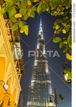 Burj Khalifa in Dubai illuminated by UAE UAE 17119189