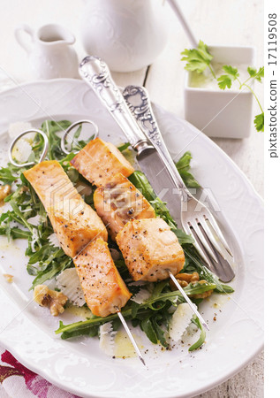 grilled salmon skewer grilled salmon skewer 17119508