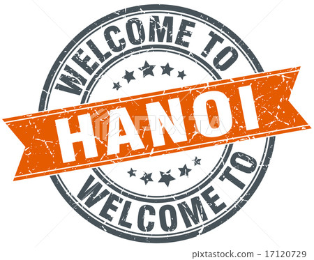 welcome to Hanoi orange round ribbon stamp welcome to Hanoi orange round ribbon stamp 17120729