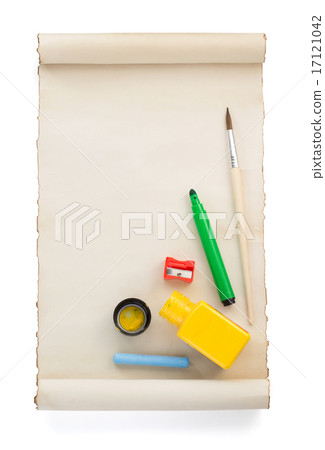 paint supplies and paper isolated on white paint supplies and paper isolated on white 17121042