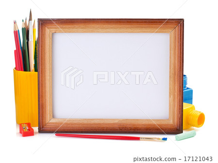 paint supplies and frame isolated on white 17121043