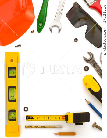 set of tools and instruments on white set of tools and instruments on white 17121116