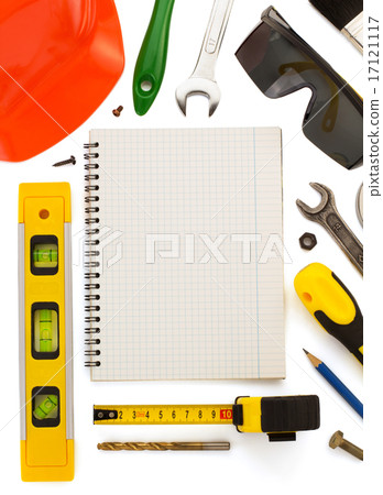 set of tools and instruments on white set of tools and instruments on white 17121117