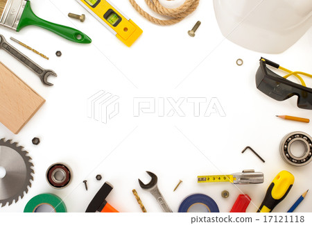 set of tools and instruments on white set of tools and instruments on white 17121118