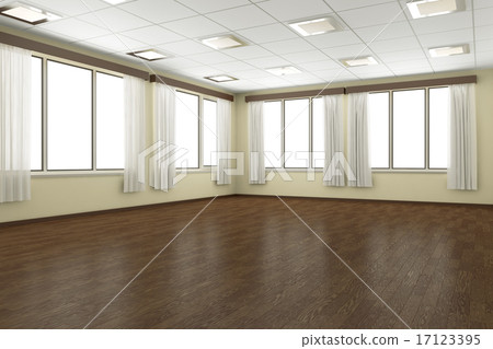Empty training dance-hall with dark wooden floor Empty training dance-hall with dark wooden floor 17123395
