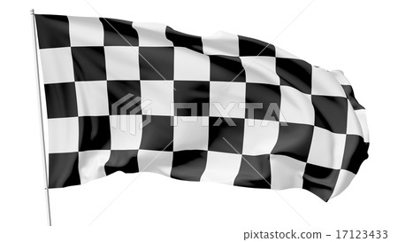 Checkered flag on flagpole Checkered flag on flagpole 17123433