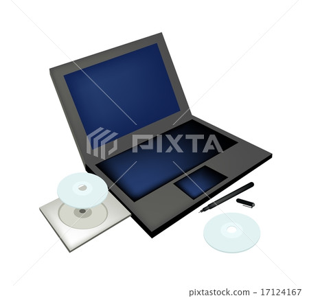 Laptop Computer with Pen and Compact Disc 17124167