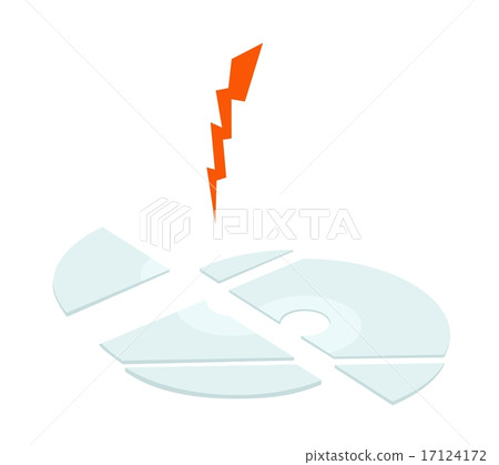 Broken CD or DVD Compact Disc on White Broken CD or DVD Compact Disc on White 17124172