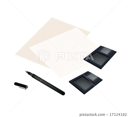 Floppy Disk with Pen and Blank Paper 17124182