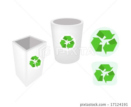 Two Recycle Garbage Can and Recycle Icons 17124191