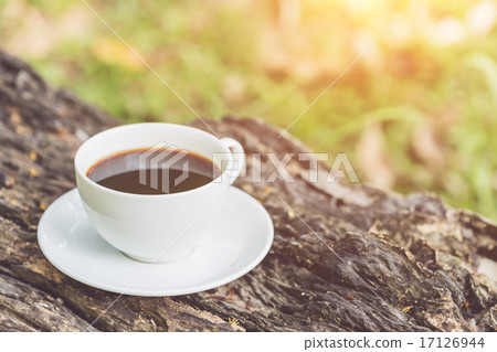 White coffee cup in the garden White coffee cup in the garden 17126944