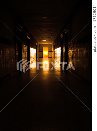 dark corridor to sun at the door dark corridor to sun at the door 17129014