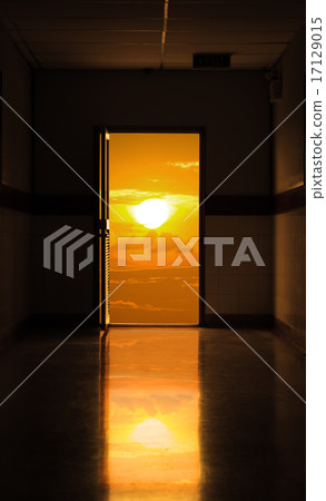 Open door with sunrise Open door with sunrise 17129015