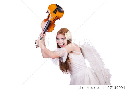 Young violin player isolated on white 17130094