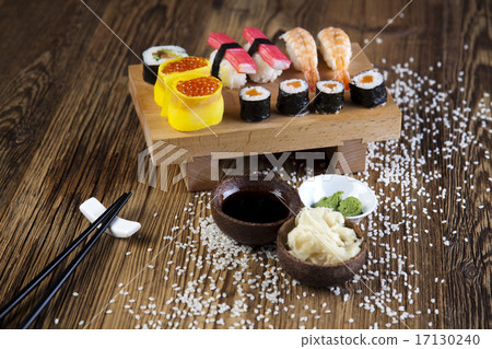 Japanese sushi seafood rolls with rice 17130240