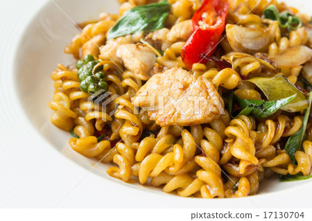 stir fried spicy fusilli with pork - thai food stir fried spicy fusilli with pork - thai food 17130704