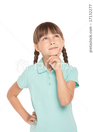 Little girl with two braids isolated on white Little girl with two braids isolated on white 17132277