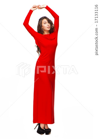Young woman in red dress 17133116