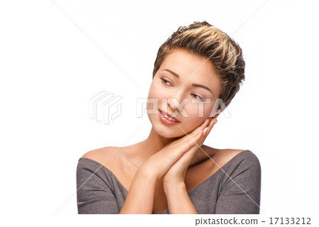 Close up portrait of beautiful young woman 17133212