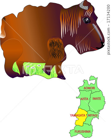 Animal map of Tohoku Yamagata Buffalo Animal map of Tohoku Yamagata Buffalo 17134200