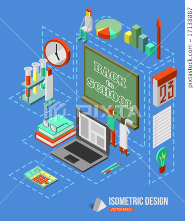 Back to school isometric 3d background with... - Stock Illustration ...