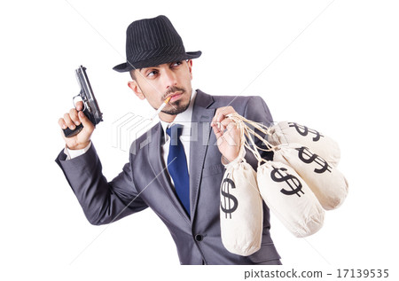 Businessman criminal with sacks of money Businessman criminal with sacks of money 17139535