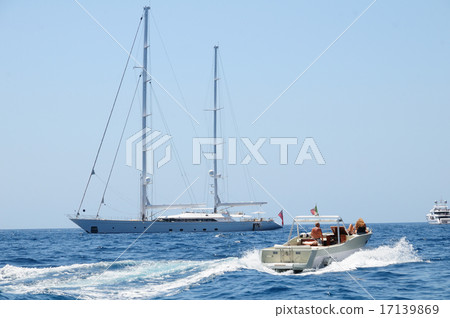 Italian Capri Island sailboat and motor boat Italian Capri Island sailboat and motor boat 17139869