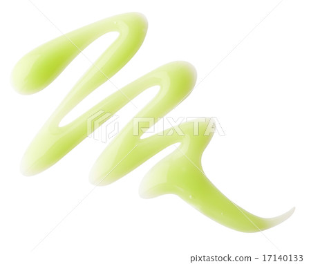 Green color cosmetic gel in abstract shape  17140133