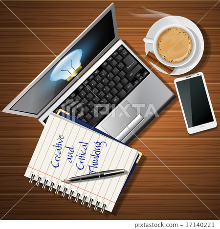 booklet and laptop with mobile phone and coffee 17140221
