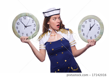 Sailor with clock isolated on white Sailor with clock isolated on white 17142016