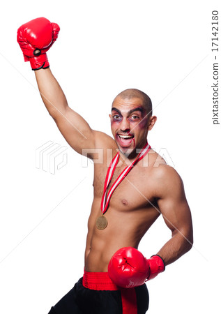 Badly beaten boxer isolated on white 17142180