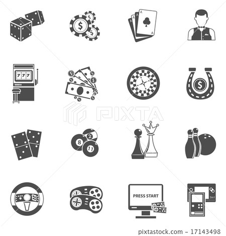 Casino gambling games black icons set 17143498