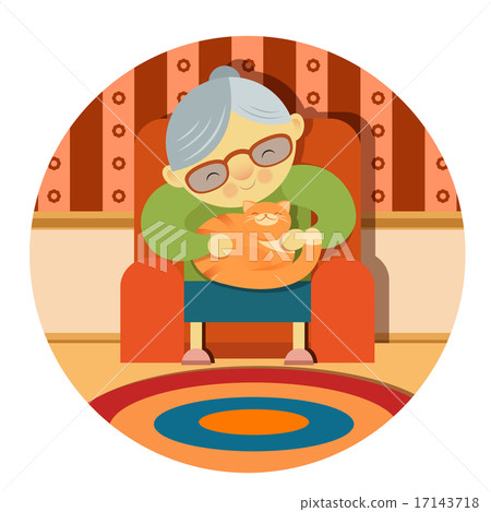 Grandmother and her cat 17143718