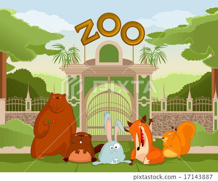 Zoo gate with animals 1 Zoo gate with animals 1 17143887