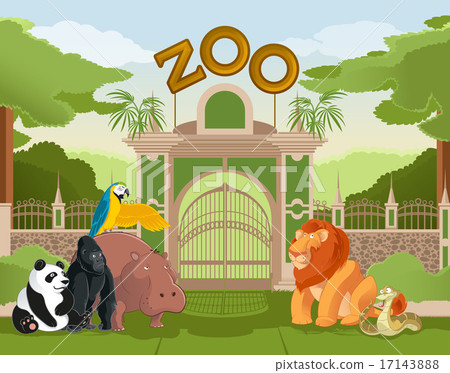 Zoo gate with animals 2 17143888