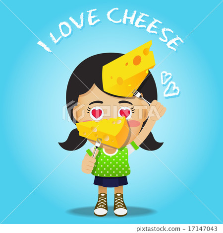 happy woman carrying fork with big piece of cheese 17147043