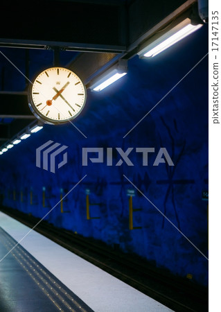 Stockholm Metro Train Station in Blue colors, Sweden 17147135