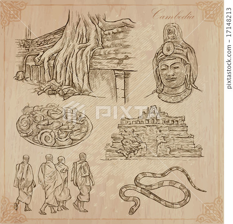Kingdom of Cambodia - Hand drawn vector pack Kingdom of Cambodia - Hand drawn vector pack 17148213