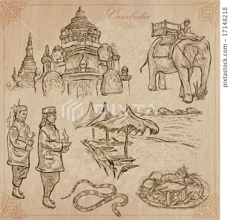 Kingdom of Cambodia - Hand drawn vector pack 17148218