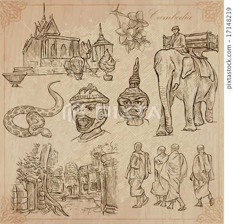 Kingdom of Cambodia - Hand drawn vector pack 17148219