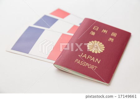 護照和法國國旗 17149661