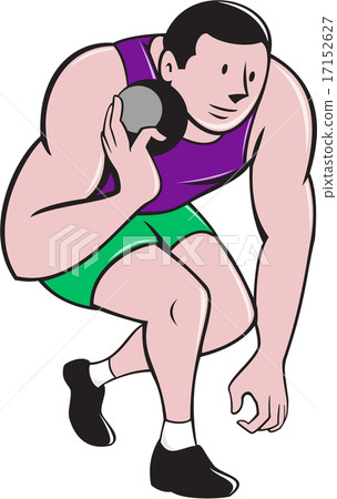 Shot Put Track and Field Athlete Cartoon 17152627