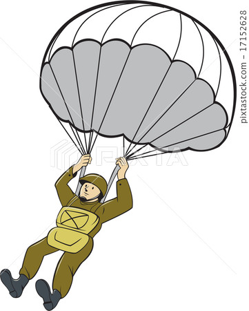American Paratrooper Parachute Cartoon 17152628