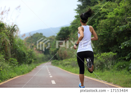 young fitness woman runner running on trail 17153484